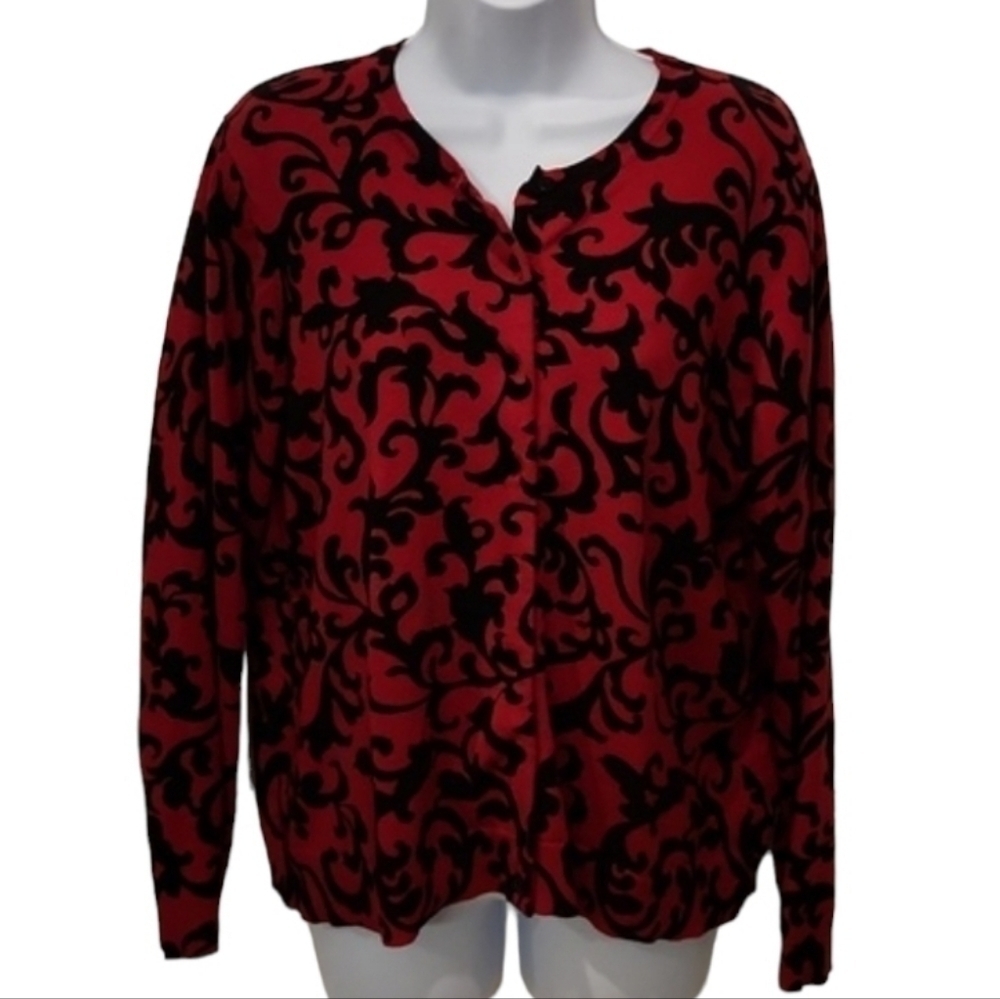 Karen Scott Filigree Button Up Sweater Cardigan